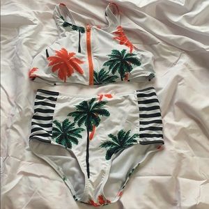 High waisted swimsuit set with padded top
